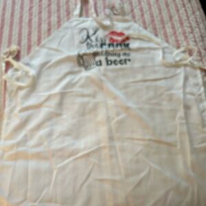 White apron kiss the cook and bring me a beer- handmade- new